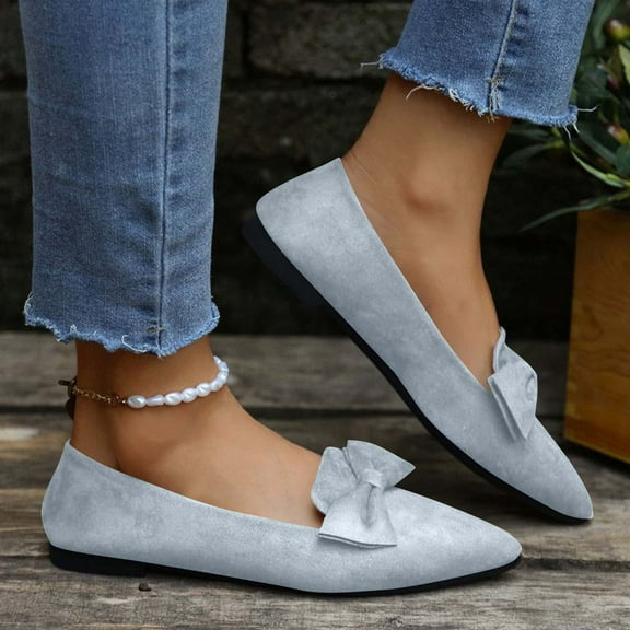 Solid Color Women's Fashionable Casual Versatile Pointed Toe Slip-On Spring And Summer New Bowknot Flat Sandals Casual Slip-on Footwear Fit for Boho Dresses Summer Fashion