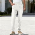 thumbnail image 1 of Solid Color Women's Faux Denim Pants - Elastic Waistband Side Pockets Slim Fit, Chic Casual Pants for Daily Wear, Coffee Dates & Friend Gatherings White XXL, 1 of 6
