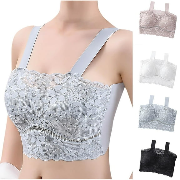 Solid Color Women's Lace Trim Wireless Bra with Padding, Integrated Camisole for Daily Wear, Comfortable and Fashionable Lingerie Black,L
