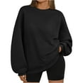 thumbnail image 1 of Solid Color Women’s Sweatshirt – Oversized Casual Long Sleeve Crewneck Pullover Top, Ideal for Layering in Fall Winter, Easy to Pair with Jeans or Leggings Black, 1 of 4