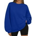 thumbnail image 1 of Solid Color Women’s Sweatshirt – Oversized Casual Long Sleeve Crewneck Pullover Top, Ideal for Layering in Fall Winter, Easy to Pair with Jeans or Leggings Blue, 1 of 4