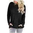 thumbnail image 1 of Solid Color Womens Long Sleeve Tops Loose Fit Fall Thin T Shirts Winter Trendy Clothes with Pocket Womens Casual Crewneck Tops Tshirt Basic Tee Fall Fashion Clothes Casual Tops for Women, 1 of 4