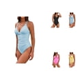 thumbnail image 1 of Solid Color Womens One Piece Swimsuit with V-Neck, Tummy Control, and Crisscross Sexy Back Design, 1 of 8