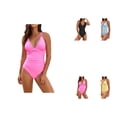 thumbnail image 1 of Solid Color Womens One Piece Swimsuit with V-Neck, Tummy Control, and Crisscross Sexy Back Design, 1 of 8