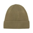 thumbnail image 1 of Solid Color Wool Knit Hat, Unisex Hip-Hop Style Melon Skin Beanie for Winter Warmth Khaki Free, 1 of 3