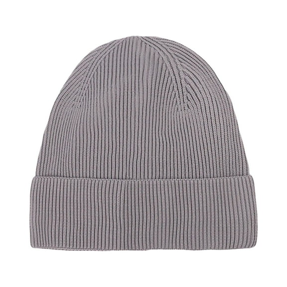 Solid Color Wool Knit Hat, Unisex Hip-Hop Style Melon Skin Beanie for Winter Warmth Light Gray Free