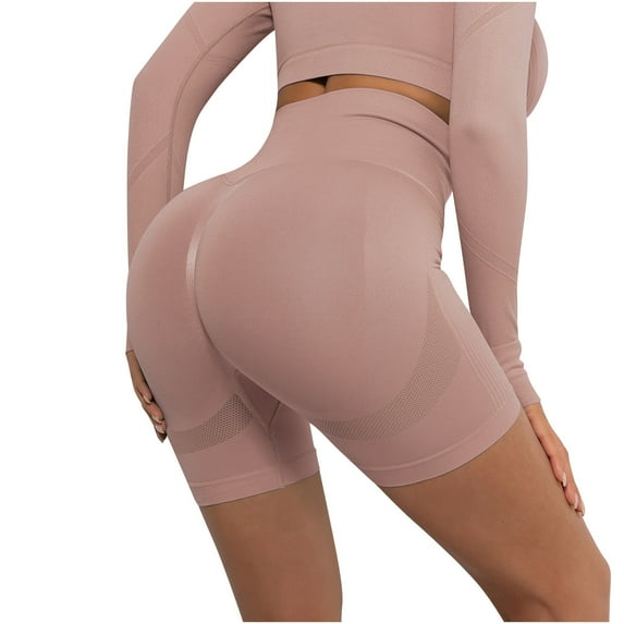 Solid Color Yoga Shorts for Women High Waist Stretchy Sweat Shorts Workout Short Leggings