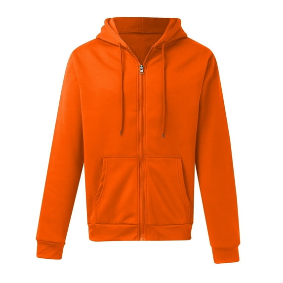 Solid Color Zip Up Hooded Sweatshirt With Front Pockets Casual Pullover Jacket For Outdoor Athletic Wear
