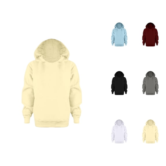 Solid Color Zip-Up Kids Hoodie with Front Pocket Fashion Long Sleeve Hooded Sweatshirt Jacket Cozy Outerwear Designed for Fall Winter Suitable for Children Daily Commute and Outdoor Activities