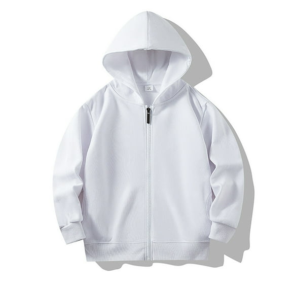 Solid Color Zipper Hoodies for Girls – Long Sleeve Sweatshirts Unisex Soft Coats with Pocket for Kids