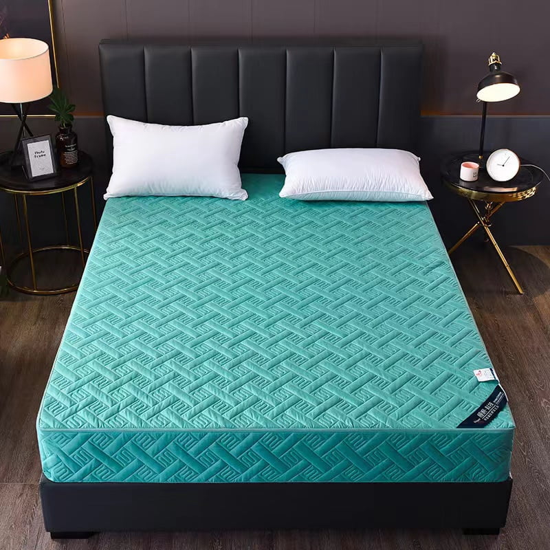 Solid Color Zipper Quilted Mattress Cover King Queen Twin Size