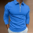 thumbnail image 1 of Solid Color Zipper Striped Polo Shirts for Men Business Casual Short Sleeve Summer Shirts, 1 of 3