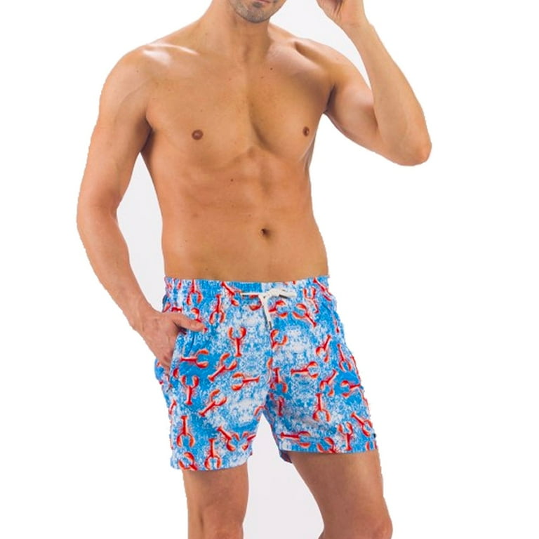 Solid Colored Printed Quick Dry Summer Swim Trunks for Men Swimwear Bathing Suits Swim Shorts with Various Colors Designs Crabs Blue Large Walmart