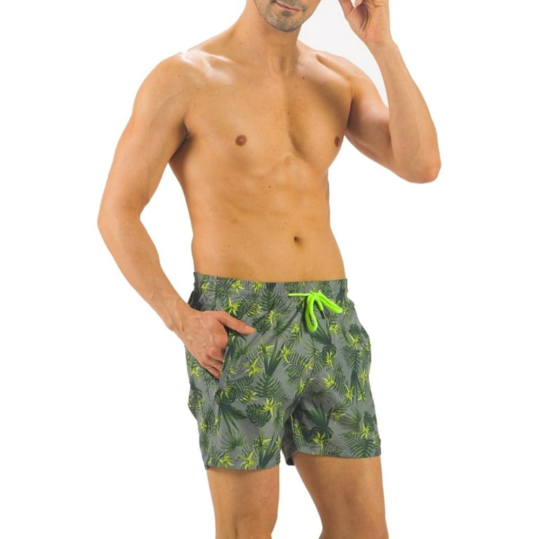 Solid Colored Printed Quick Dry Summer Swim Trunks for Men