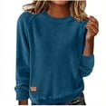 thumbnail image 1 of Solid-Colored Corduroy Long-Sleeved Tops for Women, Loose Round-Neck Pullover Hoodies, Classic Fall Casual Blouses, 1 of 9