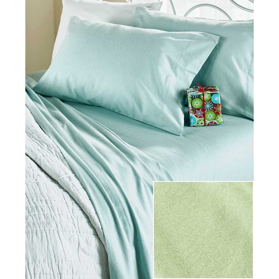 Solid-Colored Flannel Sheet Sets-Sage Twin