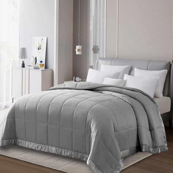 Solid Colored Microfiber Down Alternative Blanket, King, Grey