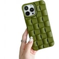 thumbnail image 1 of Solid Colour Woven Pattern Phone case, Macaron Colour, Comfortable Hand Feeling, Silicone Phone case for iPhone 15 14 13 12 11 Pro Max Mini XS XR X 7 8 Phone Case (Olive-Green,iPhone 13 Mini), 1 of 8