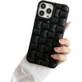 thumbnail image 1 of Solid Colour Woven Pattern Phone case, Macaron Colour, Comfortable Hand Feeling, Silicone Phone case for iPhone 15 14 13 12 11 Pro Max Mini XS XR X 7 8 Phone Case (Black,iPhone 15 Plus), 1 of 7