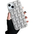 thumbnail image 1 of Solid Colour Woven Pattern Phone case, Macaron Colour, Comfortable Hand Feeling, Silicone Phone case for iPhone 15 14 13 12 11 Pro Max Mini XS XR X 7 8 Phone Case (Grey,iPhone 13 Mini), 1 of 8