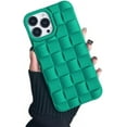 thumbnail image 1 of Solid Colour Woven Pattern Phone case, Macaron Colour, Comfortable Hand Feeling, Silicone Phone case for iPhone 15 14 13 12 11 Pro Max Mini XS XR X 7 8 Phone Case (Blue-Green,iPhone 12), 1 of 8