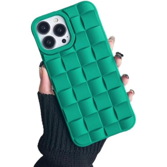 Solid Colour Woven Pattern Phone case, Macaron Colour, Comfortable Hand Feeling, Silicone Phone case for iPhone 15 14 13 12 11 Pro Max Mini XS XR X 7 8 Phone Case (Blue-Green,iPhone 14)