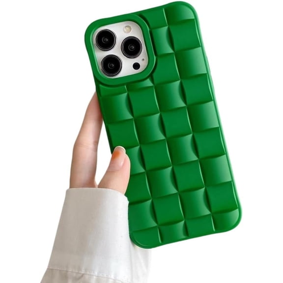 Solid Colour Woven Pattern Phone case, Macaron Colour, Comfortable Hand Feeling, Silicone Phone case for iPhone 15 14 13 12 11 Pro Max Mini XS XR X 7 8 Phone Case (Green,iPhone 14 Pro Max)