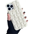 thumbnail image 1 of Solid Colour Woven Pattern Phone case, Macaron Colour, Comfortable Hand Feeling, Silicone Phone case for iPhone 15 14 13 12 11 Pro Max Mini XS XR X 7 8 Phone Case (White,iPhone 15), 1 of 8