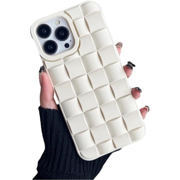 Solid Colour Woven Pattern Phone case, Macaron Colour, Comfortable Hand Feeling, Silicone Phone case for iPhone 15 14 13 12 11 Pro Max Mini XS XR X 7 8 Phone Case (White,iPhone 15)