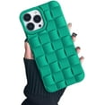 thumbnail image 1 of Solid Colour Woven Pattern Phone case, Macaron Colour, Comfortable Hand Feeling, Silicone Phone case for iPhone 15 14 13 12 11 Pro Max Mini XS XR X 7 8 Phone Case (Blue-Green,iPhone 14 Plus), 1 of 8