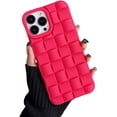 thumbnail image 1 of Solid Colour Woven Pattern Phone case, Macaron Colour, Comfortable Hand Feeling, Silicone Phone case for iPhone 15 14 13 12 11 Pro Max Mini XS XR X 7 8 Phone Case (Rose Red,iPhone 11 Pro), 1 of 8