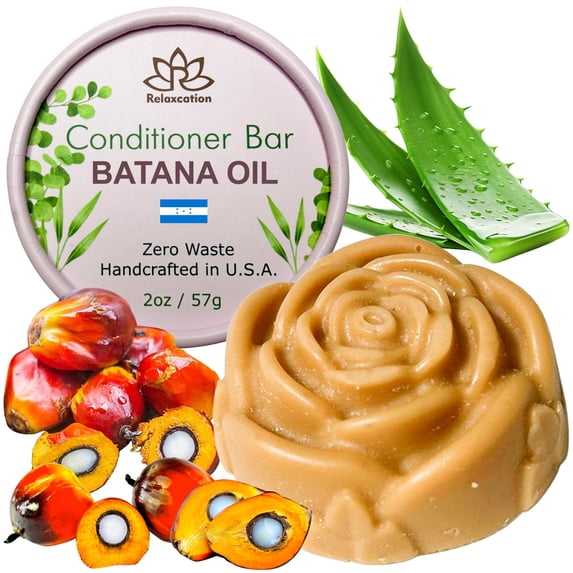 Solid Conditioner Bar Batana Oil for Hair Growth and Repair | Handmade in USA | Natural & Safe by Relaxcation