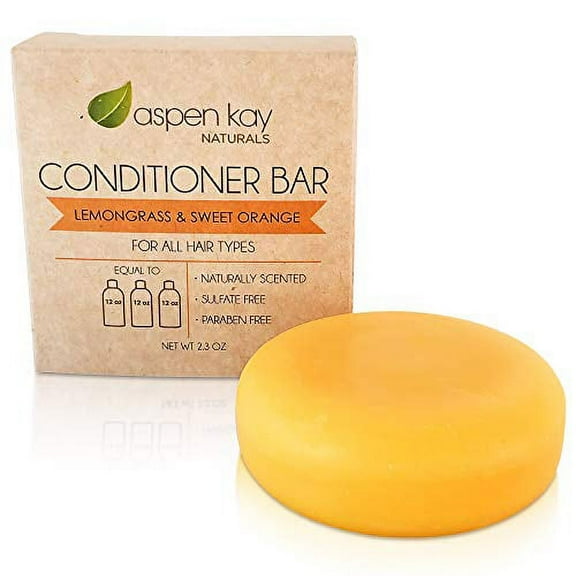 Solid Conditioner Bar, Made With Natural & Organic Ingredients, All Hair Types including frizzy hair, Sulfate-Free, Cruelty-Free & Vegan 2.3 Ounce Bar. (Lemongrass & Sweet Orange)