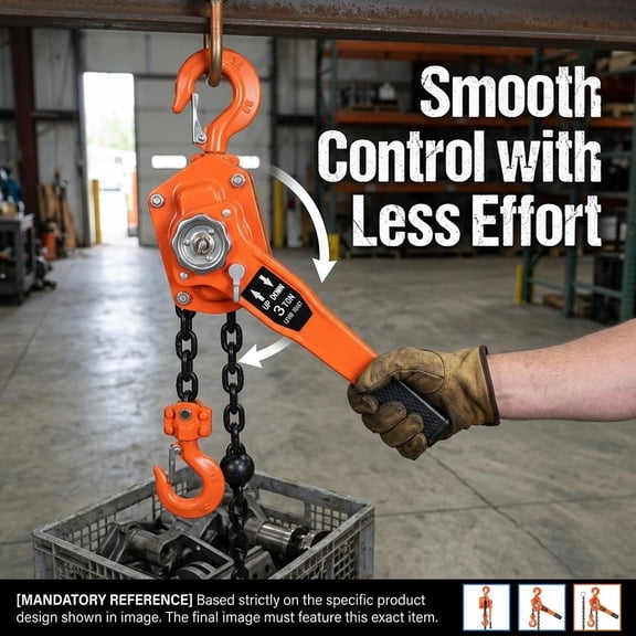 Solid Construction Chain Hoist, Manual Winch for Factories Ports Mines Construction Sites Warehouses and Docks, Ergonomic Ratchet Chain Fall with G80 Lifting Chain
