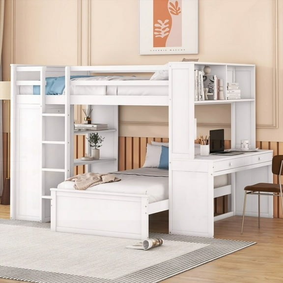 Solid Construction & Maximized Space Loft Bed - White
