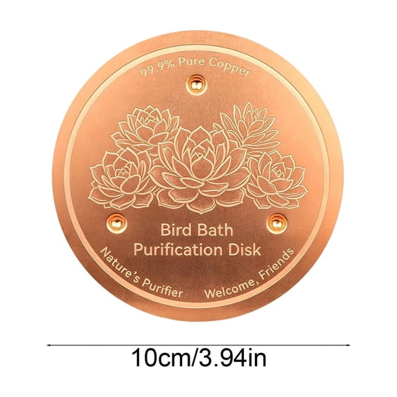Solid Copper Bird Bath Cleaner, 3.93in Round Disk for Algae Control, Outdoor Water Basin Purifier, Eco-Friendly Pond Cleaner for Fountain & Pool, B