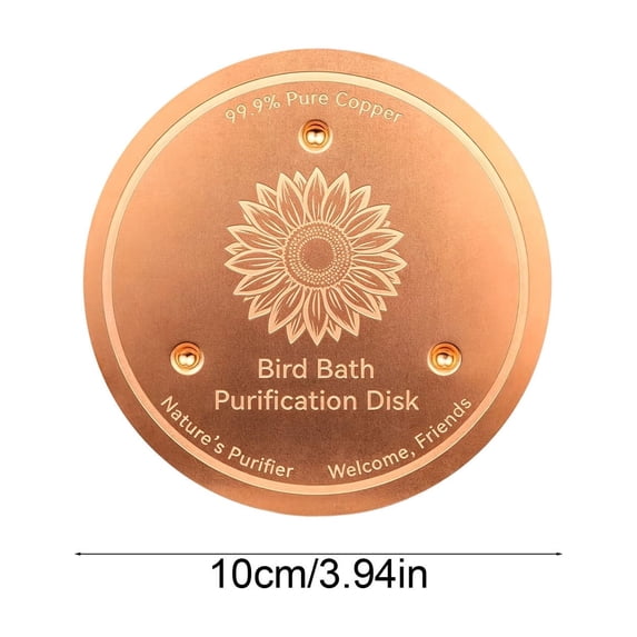 Solid Copper Bird Bath Cleaner, 3.93in Round Disk for Algae Control, Outdoor Water Basin Purifier, Eco-Friendly Pond Cleaner for Fountain & Pool, C