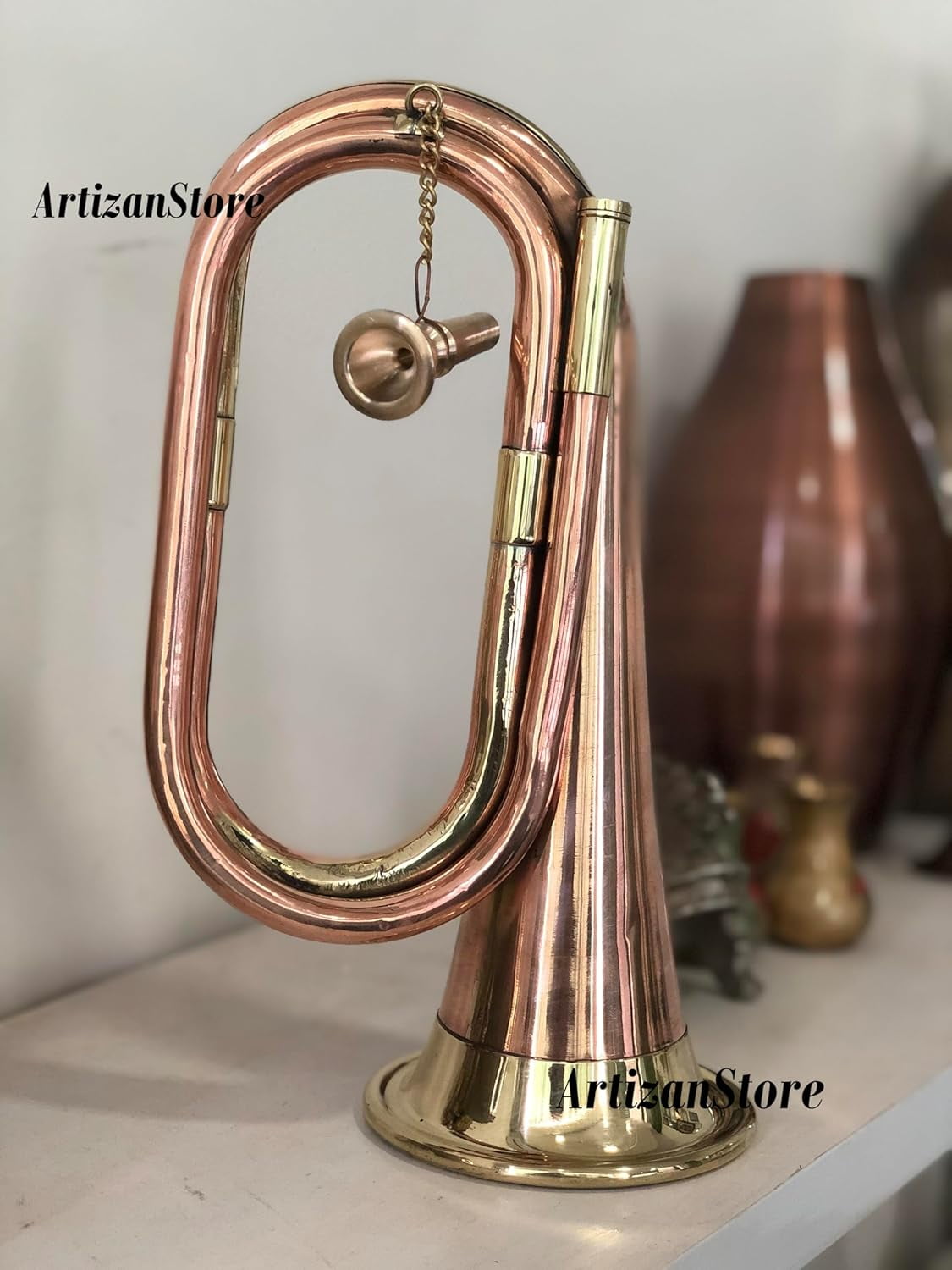 Solid Copper & Brass Bugle| US Military Cavalry Horn | Musical ...