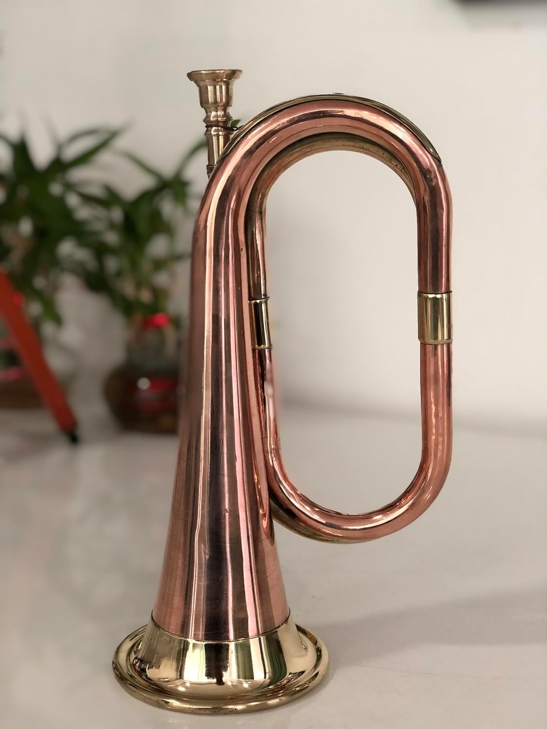 Solid Copper \u0026 Brass Bugle| US Military Cavalry Horn | Musical Instrument Classic Style |Boy Scout Bugle | Army Military Attack Command Signal Horn