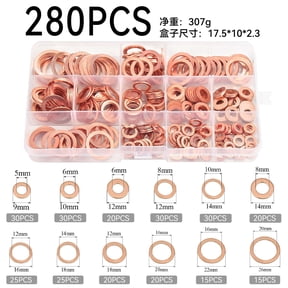 Solid Copper Crush Washer Seal Set Flat O-Ring Seal Assembly Kit