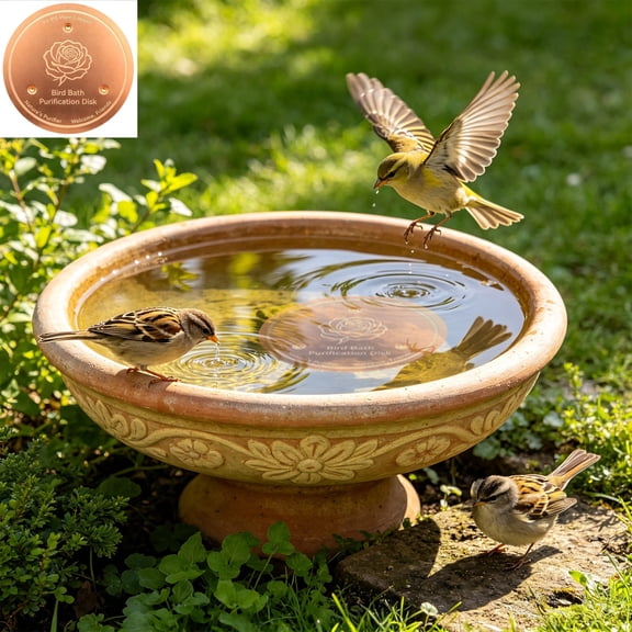 Solid Copper Disk for Bird Bath Cleaner,Natural Algae Control Water Purifier, Chemical-Free Outdoor Basin Cleaner for Fountains, Safe for Birds & Wildlife, Low-Maintenance Garden Water Care