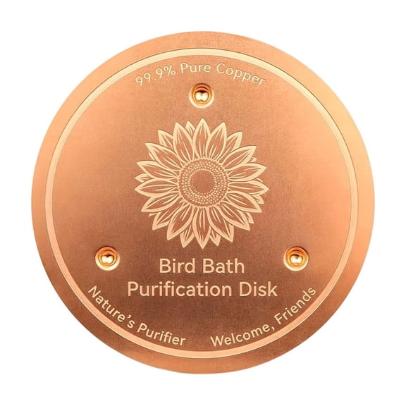 Solid Copper Disk Bird Bath Cleaner, Round Outdoor Algae Controller, Water Purifier for Garden Bird Basin Fountain