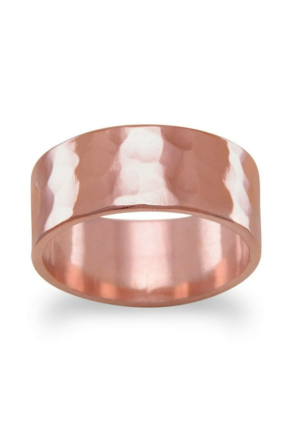 Solid Copper Hammered 8mm Band Ring Made in the USA