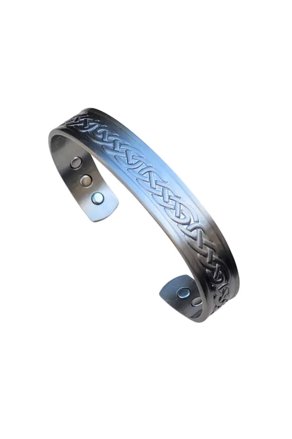 Solid Copper Magnetic Bracelet Silver Plated Pure Copper Cuff Celtic Knot