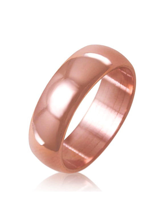Solid Pure Copper Ring Band for Men & Women – Uncoated Raw Finish – Crafted in USA– 6mm, Size 6