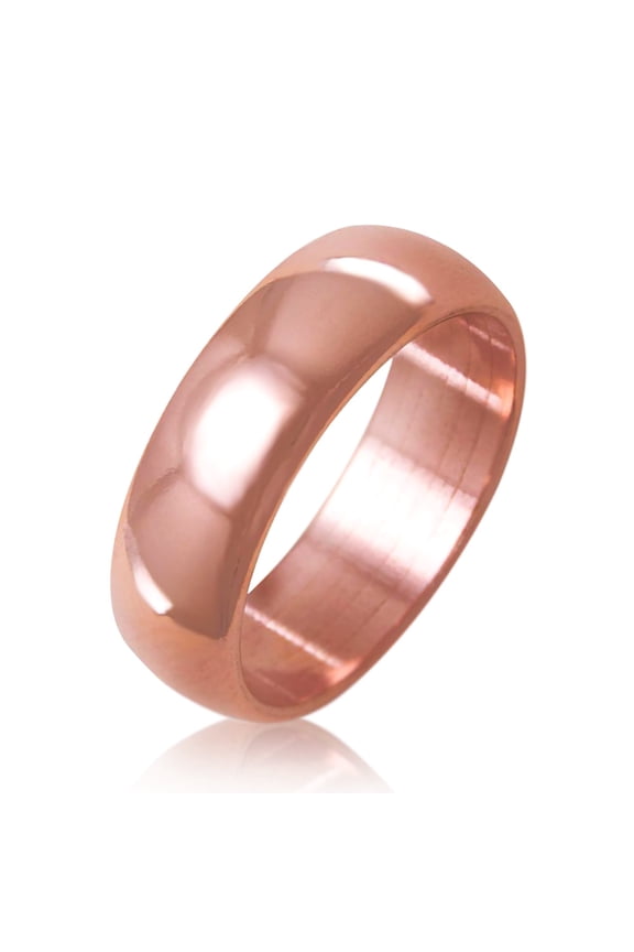 Solid Pure Copper Ring Band for Men & Women – Uncoated Raw Finish – Crafted in USA– 6mm, Size 10