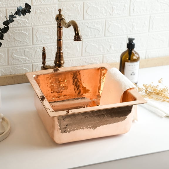 12" Pure Copper Undermount Kitchen and Bathroom Sink | Handmade Hammered Copper Vessel Sink *Drain Cap Included