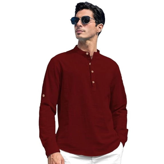 Solid Cotton Blend Straight Kurta Shirt
