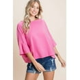 thumbnail image 1 of Solid Cotton Casual Top - Hot Pink, S, 1 of 7