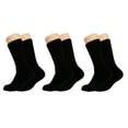 thumbnail image 1 of Solid Cotton Cushion Crew Socks for Women and Men Black 3 Pairs Size 9-11, 1 of 9
